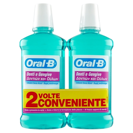 Oral-B Collutorio Denti e Gengive Senza Alcool Menta 2x500 ml